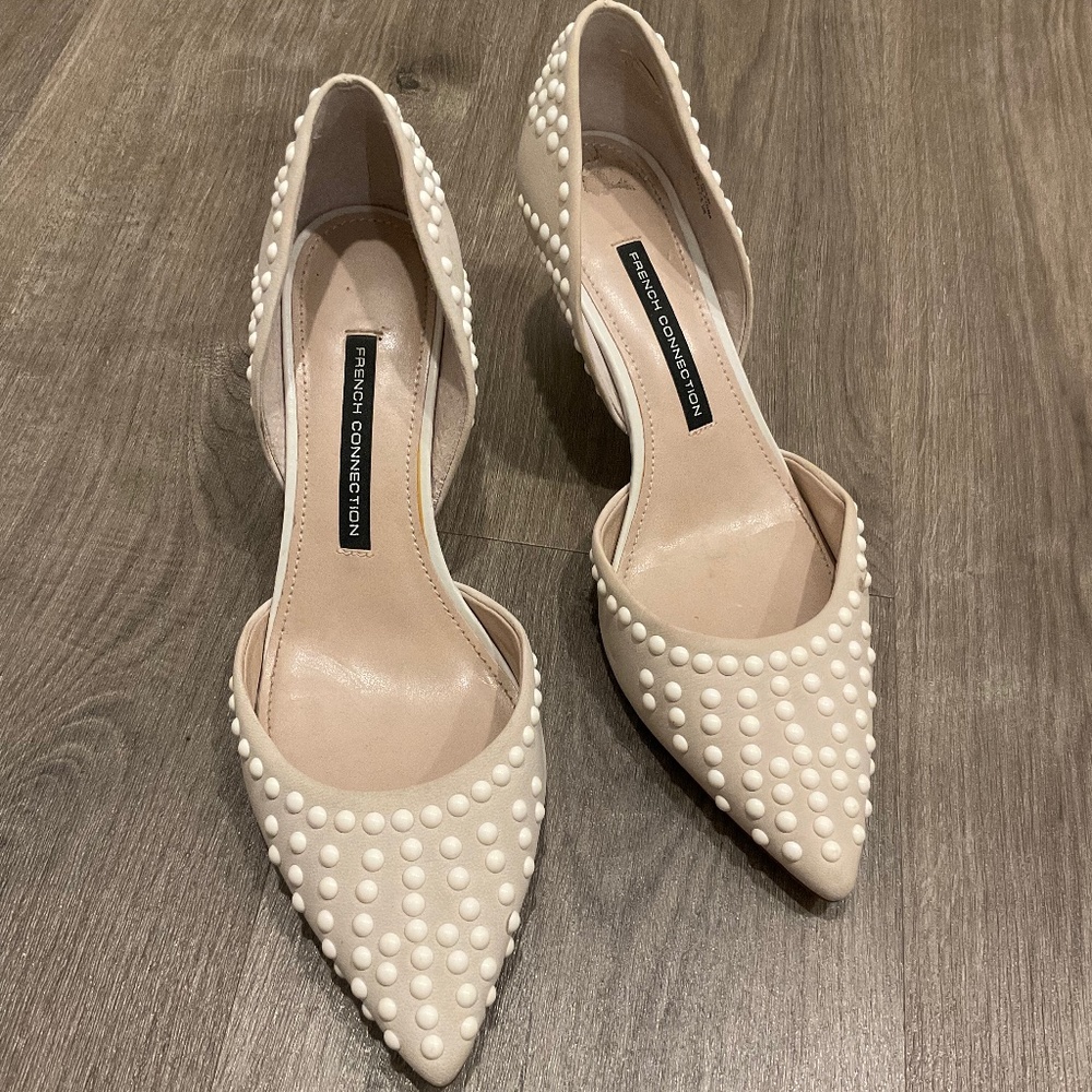 French Connection suede embellished pointy Kitten heels